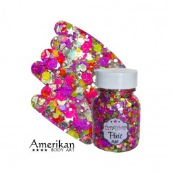 Pixie gel paillettes rose fluo VALLEY GIRL Amerikan Body Art