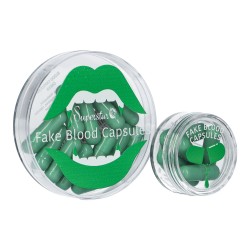 Capsules faux sang vert effet en bouche - maquillage FX