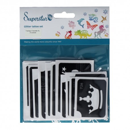 Stencils pour tatouages Paillettes fantaisie - Lot de 24 pièces stencils enfants