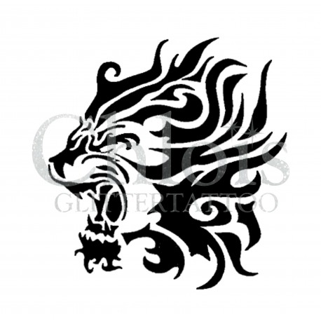 Lion tribal n°1003 pochoir pour tatouage temporaire