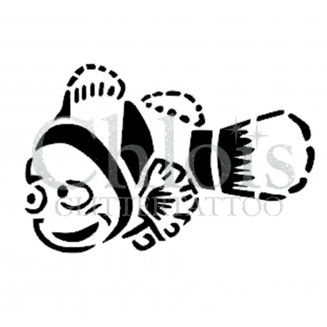 Poisson clown Nemo n°1310 pochoir chloïs Glittertattoo pour tatouage temporaire