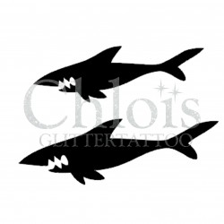 Duo de Requins n°1318 pochoir chloïs Glittertattoo pour tatouage temporaire