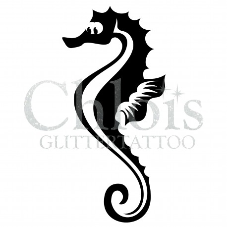 Hippocampe2 n°1319 pochoir chloïs Glittertattoo pour tatouage temporaire