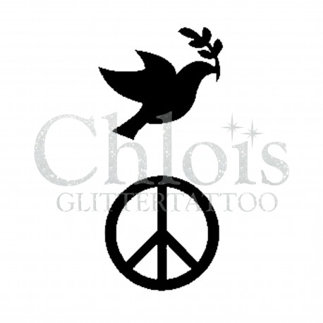 Oiseau de la paix n° 1708 pochoir chloïs Glittertattoo pour tatouage temporaire