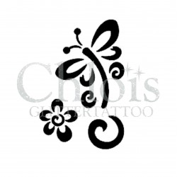 Papillon floral n°2003 pochoir pour tatouage temporaire
