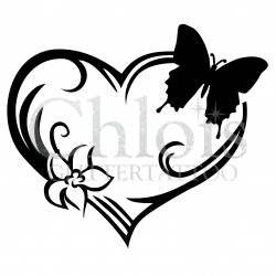 Coeur papillon n°4817 tatouage temporaire