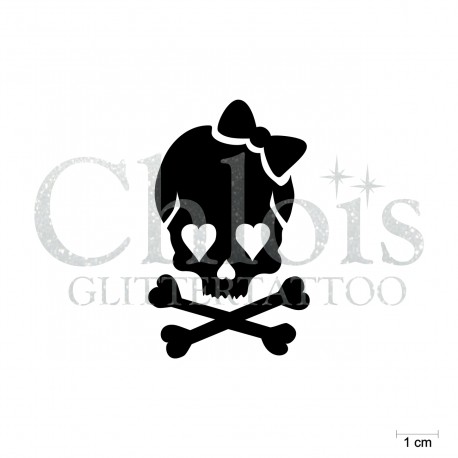 Lady Skull N°5305 pochoir chloïs Glittertattoo pour tatouage temporaire