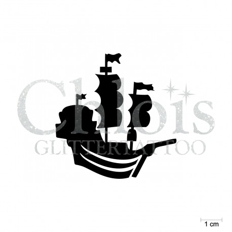 Bateau de pirate N°5307 pochoir chloïs Glittertattoo pour tatouage temporaire