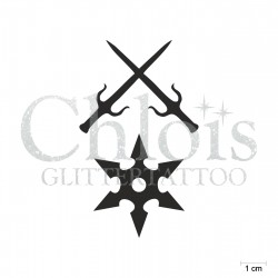 Armes Japonaises N°6513 pochoir chloïs Glittertattoo pour tatouage temporaire
