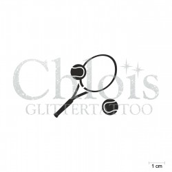 Raquette et balles de tennis N°6552 pochoir chloïs Glittertattoo pour tatouage temporaire