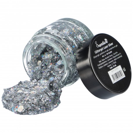 Glittergel laser gris argent